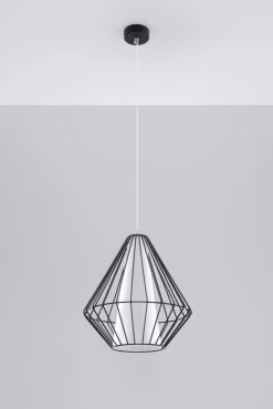 Hängelampen|Esszimmer Lampen*Sollux Hängelampe Schwarz Weiß geometrisch Ø 28 cm Modern E27