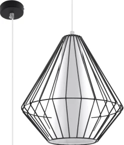 Hängelampen|Esszimmer Lampen*Sollux Hängelampe Schwarz Weiß geometrisch Ø 28 cm Modern E27