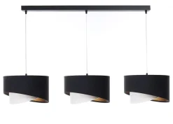 BPS Koncept Hängelampe Schwarz Weiß Gold 3-flammig E27 Stoffschirm< Hängelampen|Bürolampen