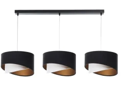 BPS Koncept Hängelampe Schwarz Weiß Gold 3-flammig E27 Stoffschirm< Hängelampen|Bürolampen