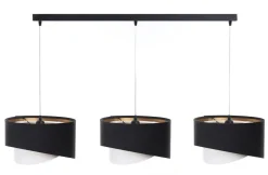 BPS Koncept Hängelampe Schwarz Weiß Gold 3-flammig E27 Stoffschirm< Hängelampen|Bürolampen