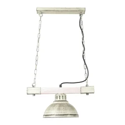 Hängelampen|Esszimmer Lampen*Luminex Hängelampe Shabby Weiß Metall Holz dekorativ E27 HAKON