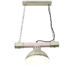 Hängelampen|Esszimmer Lampen*Luminex Hängelampe Shabby Weiß Metall Holz dekorativ E27 HAKON