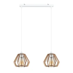 Hängelampen|Bürolampen*Belis Hängelampe Skandinavisch Holz Metall Weiß E27 L:60 cm