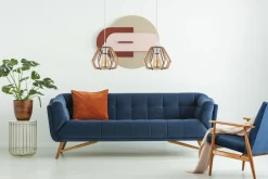 Hängelampen|Bürolampen*Belis Hängelampe Skandinavisch Holz Metall Weiß E27 L:60 cm