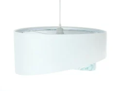 Hängelampen|Bürolampen*BPS Koncept Hängelampe Stoff Ø 50 cm Weiß Hellblau marmoriert rund E27