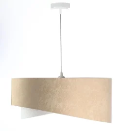 Hängelampen|Bürolampen*BPS Koncept Hängelampe Stoff Beige Gold E27 rund D: 50 cm Velours Optik