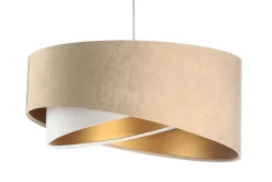 Hängelampen|Bürolampen*BPS Koncept Hängelampe Stoff Beige Gold E27 rund D: 50 cm Velours Optik