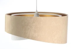 Hängelampen|Bürolampen*BPS Koncept Hängelampe Stoff Beige Gold E27 rund D: 50 cm Velours Optik