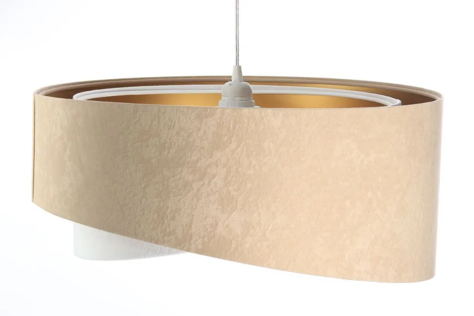 Hängelampen|Bürolampen*BPS Koncept Hängelampe Stoff Beige Gold E27 rund D: 50 cm Velours Optik