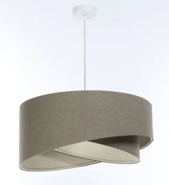 BPS Koncept Hängelampe Stoff E27 D: 60 cm rund Braun Stoff Modern INGRAM< Hängelampen|Bürolampen
