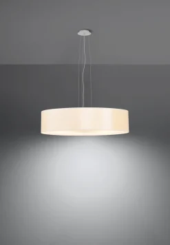 Sollux Hängelampe Stoff Glas Ø 50 cm rund Weiß 5x E27 ZIROLI< Hängelampen|Moderne Lampen