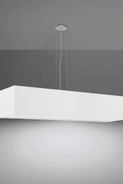 Sollux Hängelampe Stoff Glas Weiß 120 cm breit blendarm 5x E27< Hängelampen|Esszimmer Lampen