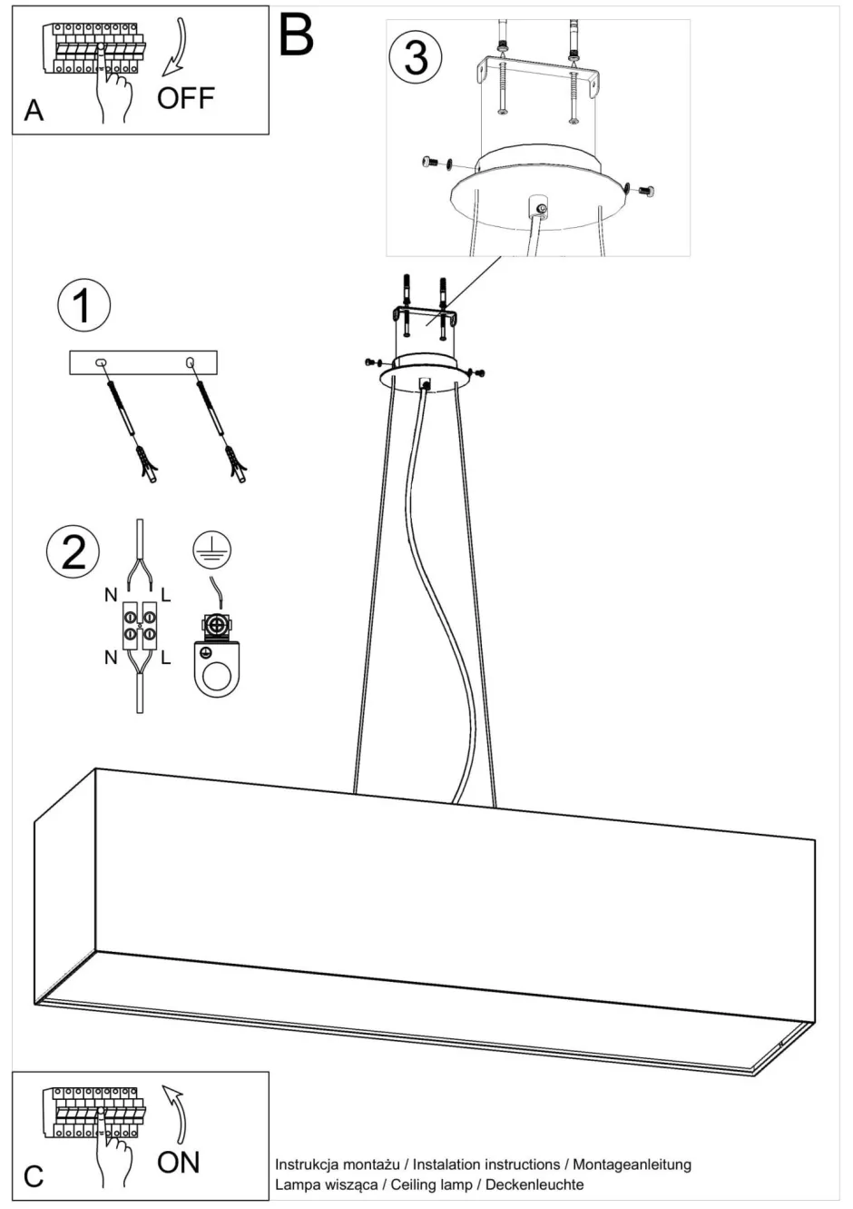 Sollux Hängelampe Stoff Glas Weiß 120 cm breit blendarm 5x E27< Hängelampen|Esszimmer Lampen