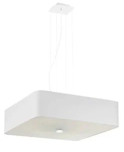 Wohnzimmerlampen|Stofflampen*Sollux Hängelampe Stoff Glas Weiß eckig Modern blendarm