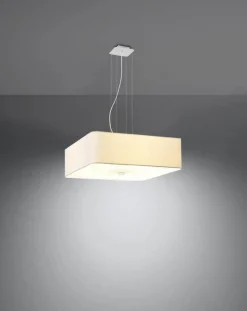 Wohnzimmerlampen|Stofflampen*Sollux Hängelampe Stoff Glas Weiß eckig Modern blendarm