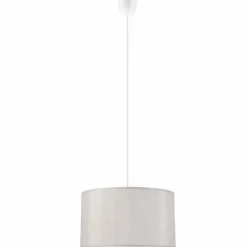 Schlafzimmer Lampen|Küchenlampen*Lamkur Hängelampe Stoff in Silber Ø 35 cm verstellbar Modern E27