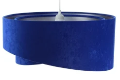 Bürolampen|Schlafzimmer Lampen*BPS Koncept Hängelampe Stoff Kobaltblau Silber E27 rund D: 50 cm