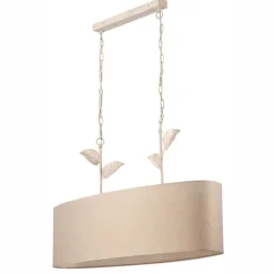 Küchenlampen|Stofflampen*Lamkur Hängelampe Stoff Metall B: 89 cm in Gold 2-flammig E27