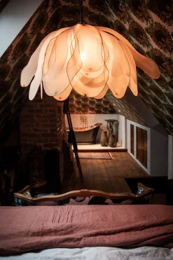 By Rydéns Hängelampe Stoff Metall E27 80 cm breit biegsam Natur< Hängelampen|Wohnzimmerlampen