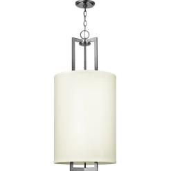 Elstead Hängelampe Stoff Metall in Creme Nickel E27 Modern< Küchenlampen|Moderne Lampen