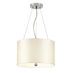Elstead Hängelampe Stoff rund Ø36cm in Creme Chrom blendarm< Moderne Lampen|Stofflampen