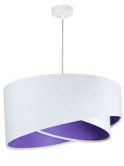 Hängelampen|Esszimmer Lampen*BPS Koncept Hängelampe Stoff rund Ø50cm Weiß Lila Wohnzimmer