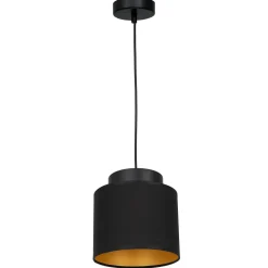 Luminex Hängelampe Stoff Schirm in Schwarz Gold E27< Hängelampen|Esszimmer Lampen