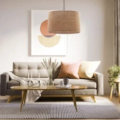 Wohnzimmerlampen|Moderne Lampen*TK Lighting Hängelampe Stoff Schirm Jute Ø 50 cm E27 Boho Style