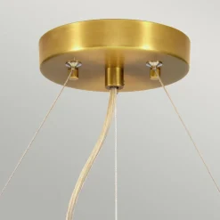 Moderne Lampen|Stofflampen*Elstead Hängelampe Stoff Schirm rund Ø66cm in Creme Messing