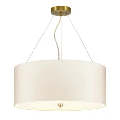 Elstead Hängelampe Stoff Schirm rund Ø59cm in Creme Messing< Moderne Lampen|Stofflampen
