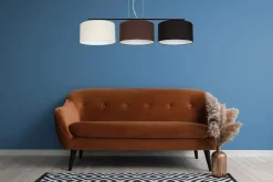 Belis Hängelampe Stoff Weiß Braun Schwarz E27 100 cm lang< Bürolampen|Wohnzimmerlampen