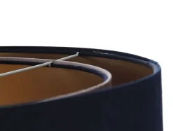 Bürolampen|Schlafzimmer Lampen*BPS Koncept Hängelampe Stoffschirm Blau Rosa Gold E27 rund Ø 50 cm