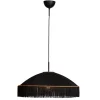 By Rydéns Hängelampe Stoffschirm Fransen D: 60 cm Schwarz Gold E27< Hängelampen|Wohnzimmerlampen