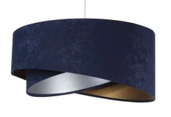 Hängelampen|Bürolampen*BPS Koncept Hängelampe Stoffschirm rund D: 50 cm E27 Blau Gold Silber