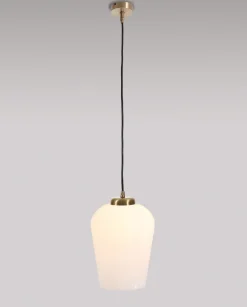 Hängelampen|Esszimmer Lampen*Giovanni Battista Hängelampe TALIS Bronze hell Weiß Echt-Messing Glas