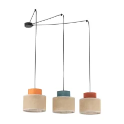 TK Lighting Hängelampe verstellbar B: max. 4 m flexibel Jute Stoff 3x E27< Hängelampen|Bürolampen