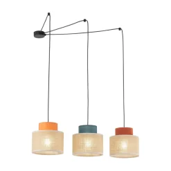 TK Lighting Hängelampe verstellbar B: max. 4 m flexibel Jute Stoff 3x E27< Hängelampen|Bürolampen