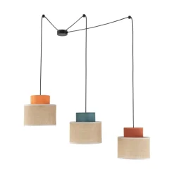 TK Lighting Hängelampe verstellbar B: max. 4 m flexibel Jute Stoff 3x E27< Hängelampen|Bürolampen