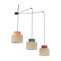 TK Lighting Hängelampe verstellbar B: max. 4 m flexibel Jute Stoff 3x E27< Hängelampen|Bürolampen