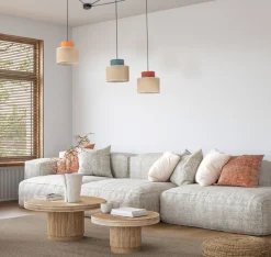 TK Lighting Hängelampe verstellbar B: max. 4 m flexibel Jute Stoff 3x E27< Hängelampen|Bürolampen