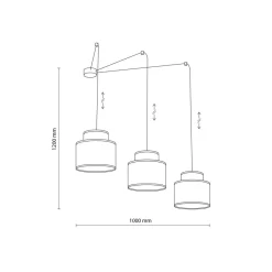 TK Lighting Hängelampe verstellbar B: max. 4 m flexibel Jute Stoff 3x E27< Hängelampen|Bürolampen