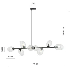 Bürolampen|Kugellampen*Emibig Hängelampe verstellbar Glas Metall 140 cm breit groß