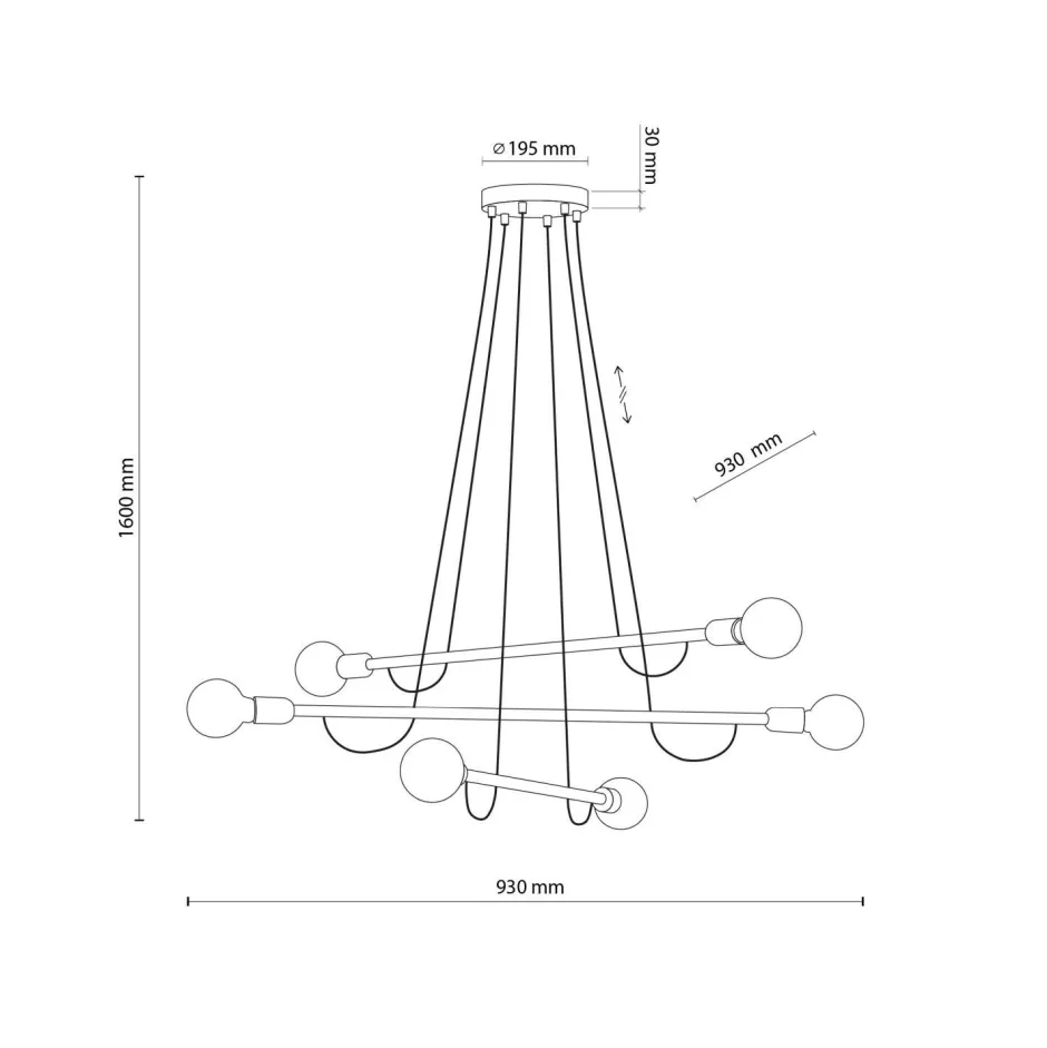 TK Lighting Hängelampe verstellbar L: 93 cm H: max. 160 cm für 6x E27< Hängelampen|Esszimmer Lampen