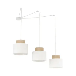 Stofflampen|Retro Lampen*TK Lighting Hängelampe verstellbar Stoff Jute B: max. 4 m E27 3-flammig