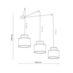 Stofflampen|Retro Lampen*TK Lighting Hängelampe verstellbar Stoff Jute B: max. 4 m E27 3-flammig