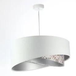 BPS Koncept Hängelampe Weiß Beige Silber E27 Ø 50 cm Stoff Velours Optik< Bürolampen|Schlafzimmer Lampen