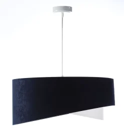 Hängelampen|Bürolampen*BPS Koncept Hängelampe Weiß Blau E27 rund Ø 50 cm Stoff Velours Optik