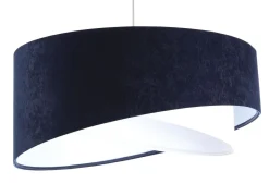 Hängelampen|Bürolampen*BPS Koncept Hängelampe Weiß Blau E27 rund Ø 50 cm Stoff Velours Optik