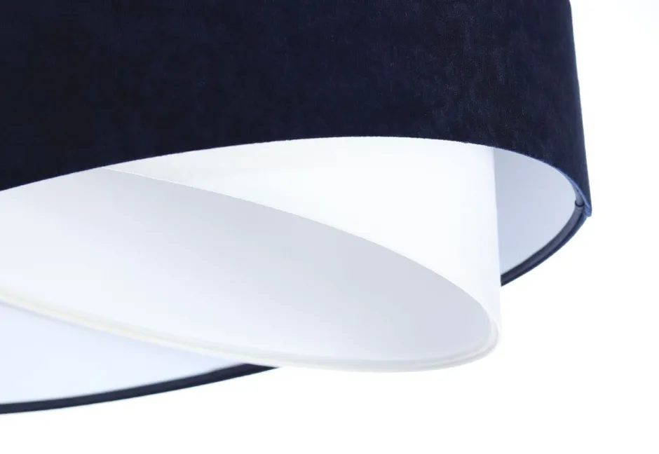 Hängelampen|Bürolampen*BPS Koncept Hängelampe Weiß Blau E27 rund Ø 50 cm Stoff Velours Optik